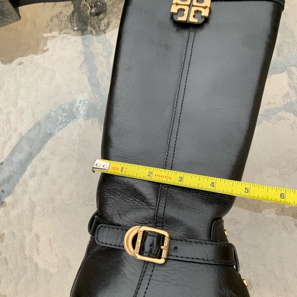 Tory Burch ELOISE Equestrian Knee High Tall Riding Boots Sz 4.5 Gold Logo - Picture 10 of 11